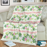 Monstera Tiare Plumeria Lei Pattern Blanket Green Version LT01 - Polynesian Pride