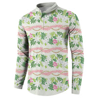 Monstera Tiare Plumeria Lei Pattern Button Sweatshirt Green Version LT01 - Polynesian Pride