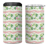Monstera Tiare Plumeria Lei Pattern 4 in 1 Can Cooler Tumbler Green Version LT01 One Size: 16 oz Green - Polynesian Pride