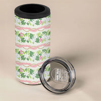 Monstera Tiare Plumeria Lei Pattern 4 in 1 Can Cooler Tumbler Green Version LT01 - Polynesian Pride
