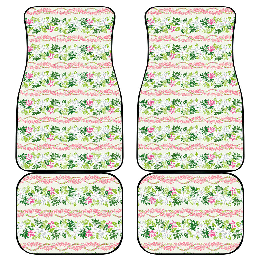 Monstera Tiare Plumeria Lei Pattern Car Mats Green Version LT01 - Polynesian Pride