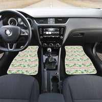Monstera Tiare Plumeria Lei Pattern Car Mats Green Version LT01 Set 2pcs - Front Green - Polynesian Pride