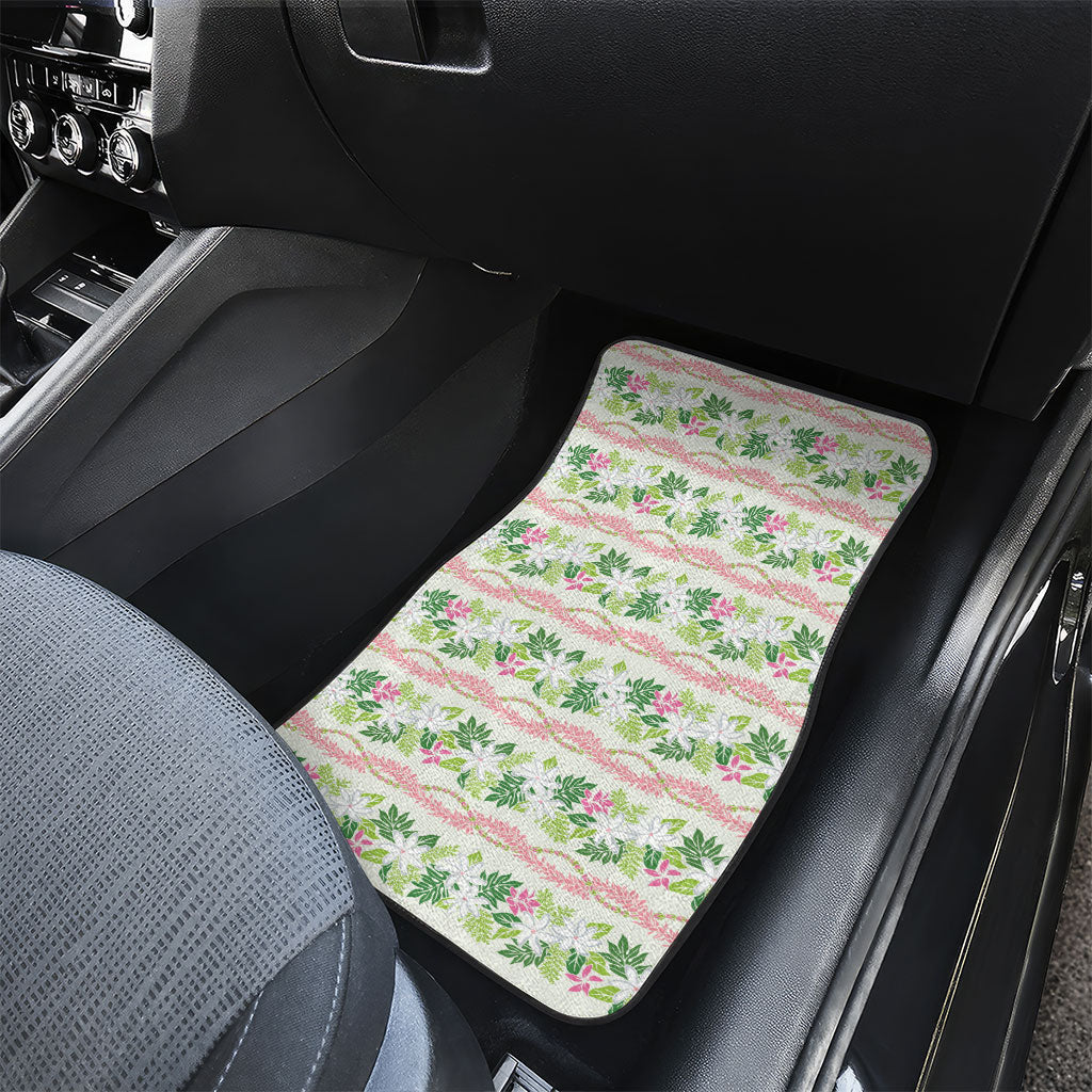 Monstera Tiare Plumeria Lei Pattern Car Mats Green Version LT01 - Polynesian Pride