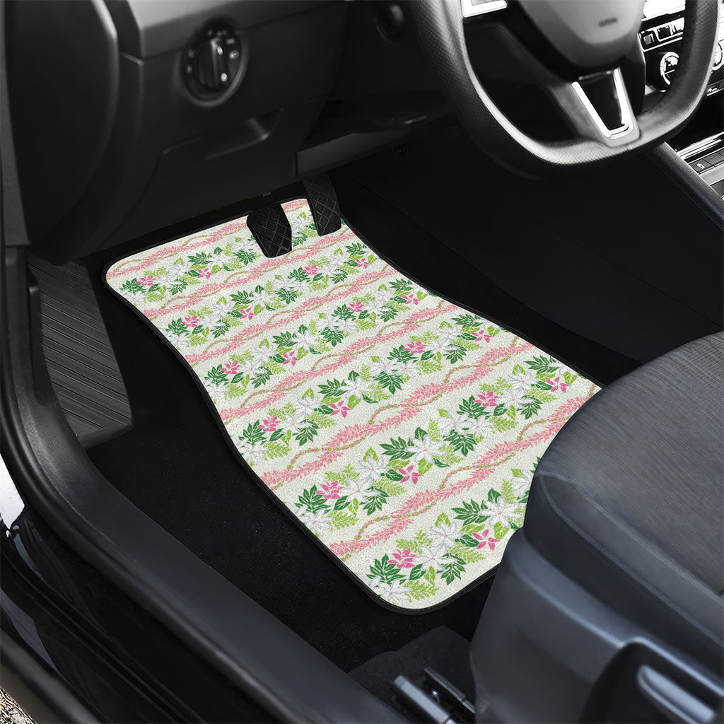 Monstera Tiare Plumeria Lei Pattern Car Mats Green Version LT01 - Polynesian Pride