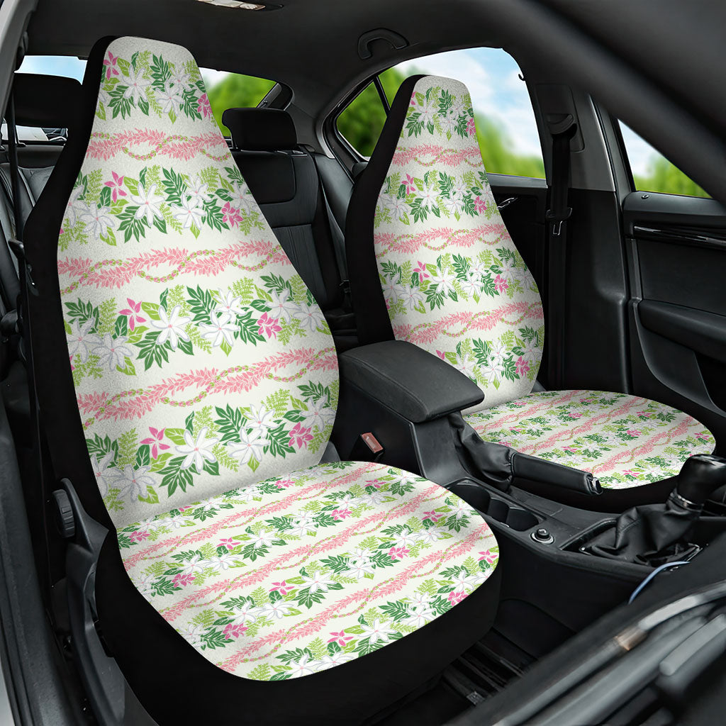Monstera Tiare Plumeria Lei Pattern Car Seat Cover Green Version