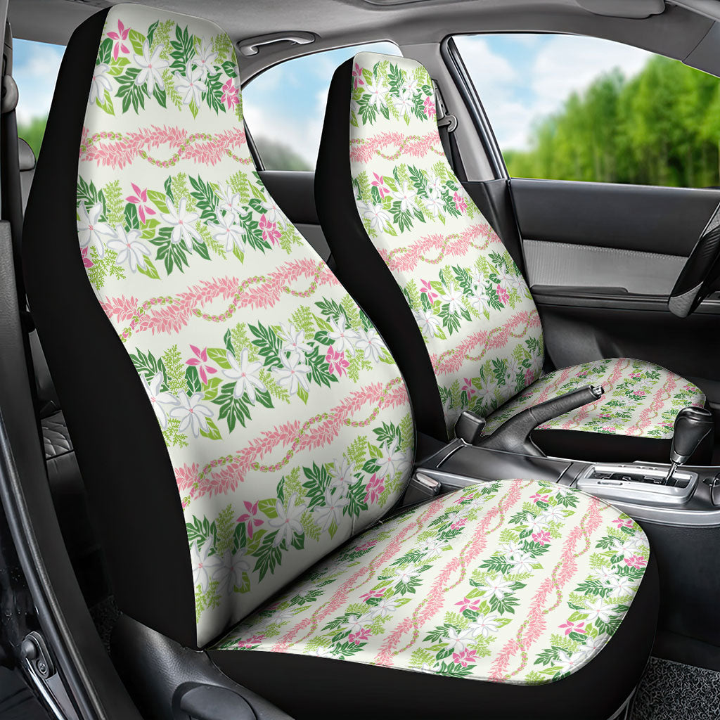 Monstera Tiare Plumeria Lei Pattern Car Seat Cover Green Version