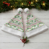 Monstera Tiare Plumeria Lei Pattern Christmas Santa Hat Green Version LT01 - Polynesian Pride