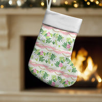 Monstera Tiare Plumeria Lei Pattern Christmas Stocking Green Version LT01 Set of 2 Green - Polynesian Pride