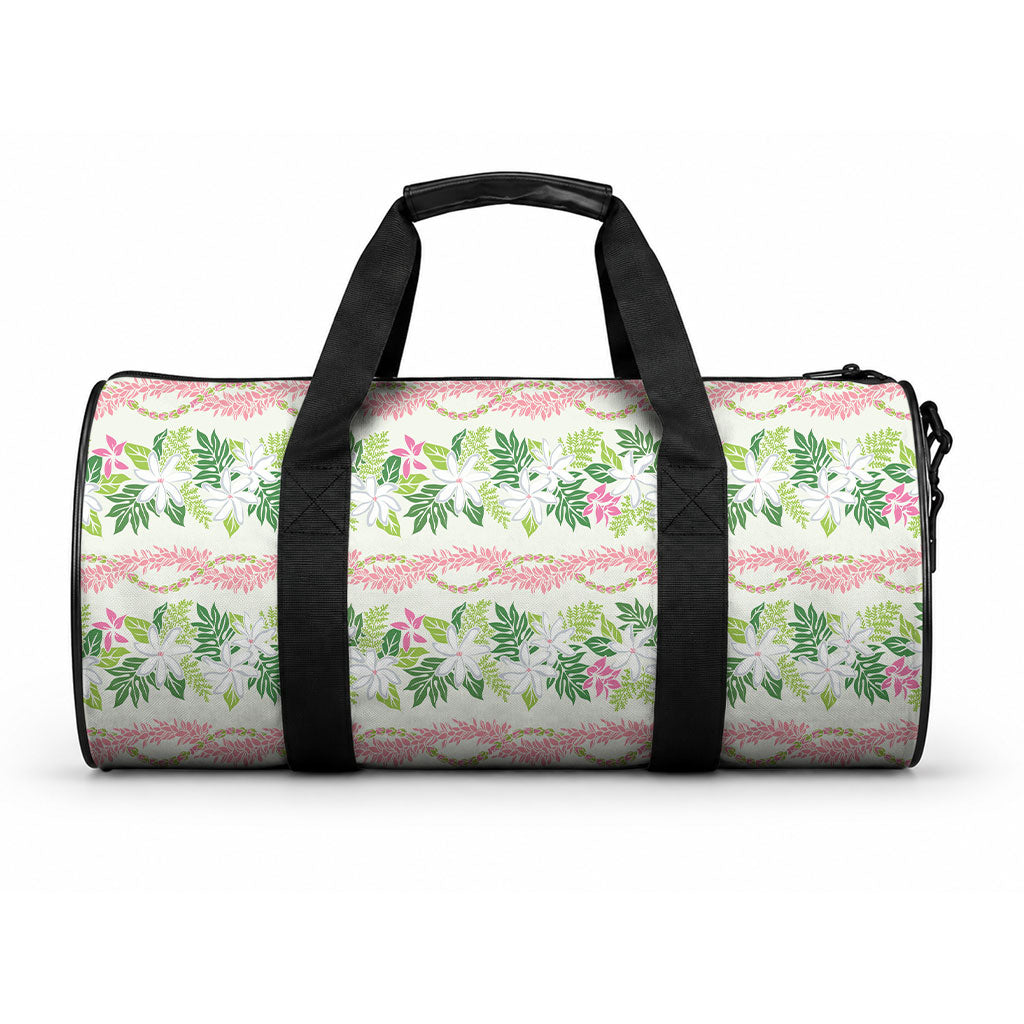 Monstera Tiare Plumeria Lei Pattern Duffle Bag Green Version