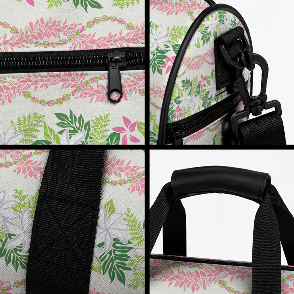 Monstera Tiare Plumeria Lei Pattern Duffle Bag Green Version