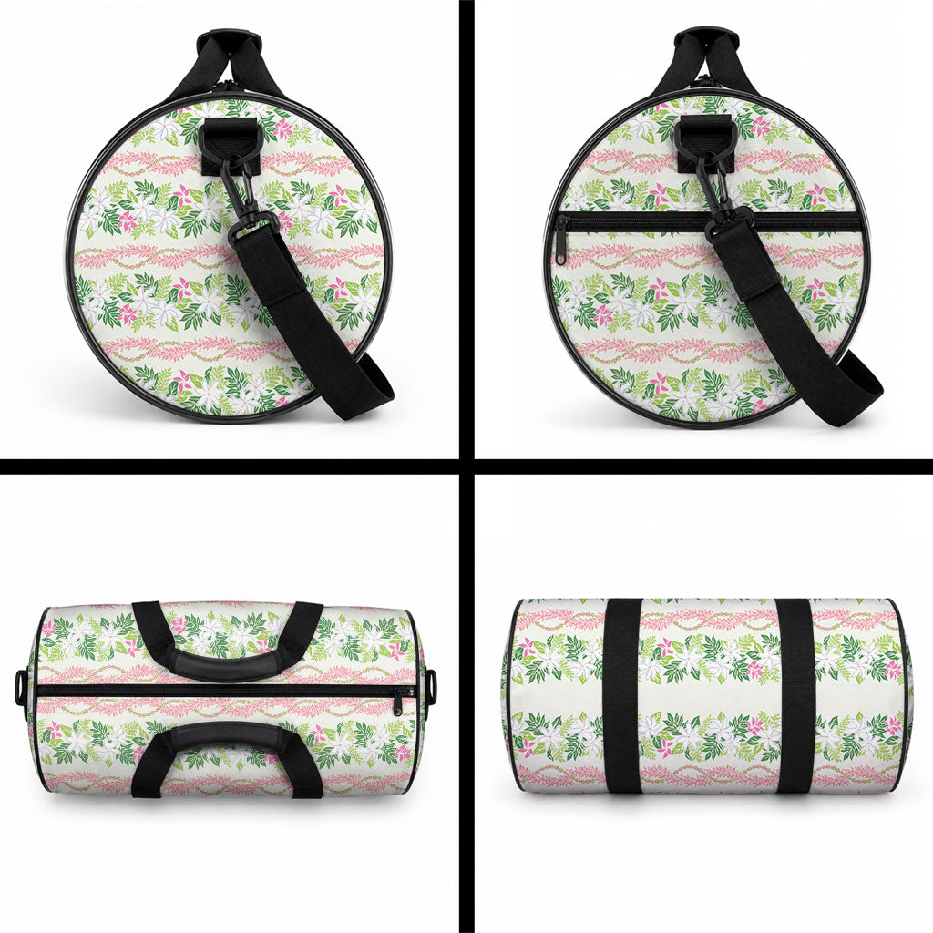 Monstera Tiare Plumeria Lei Pattern Duffle Bag Green Version