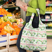 Monstera Tiare Plumeria Lei Pattern Grocery Bag Green Version LT01 - Polynesian Pride