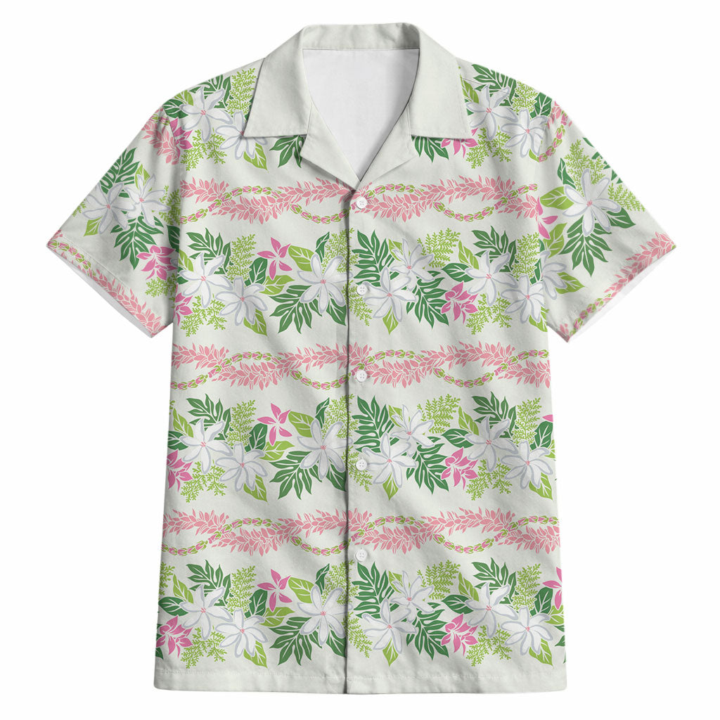 Monstera Tiare Plumeria Lei Pattern Hawaiian Shirt Green Version