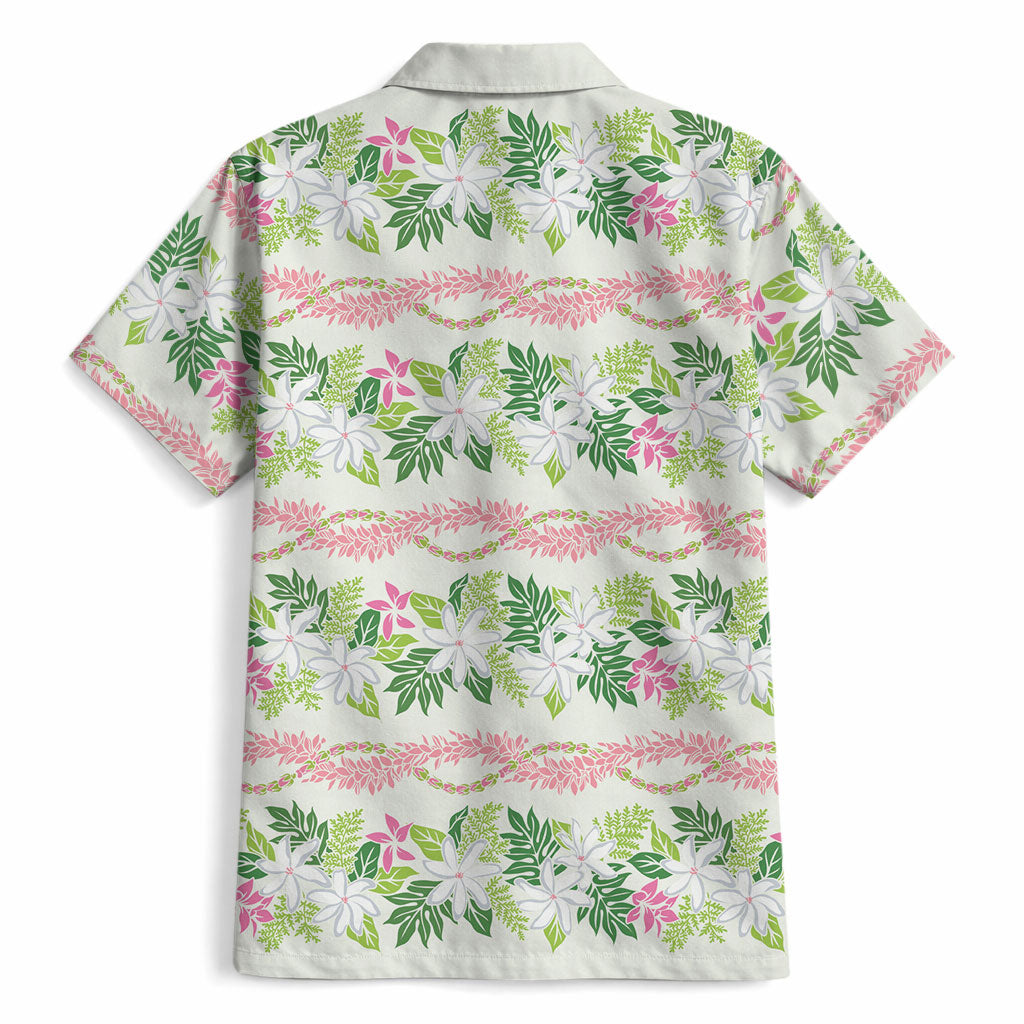 Monstera Tiare Plumeria Lei Pattern Hawaiian Shirt Green Version