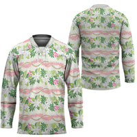 Monstera Tiare Plumeria Lei Pattern Hockey Jersey Green Version LT01 - Polynesian Pride