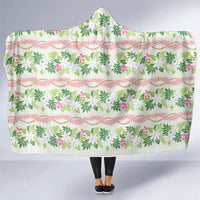 Monstera Tiare Plumeria Lei Pattern Hooded Blanket Green Version