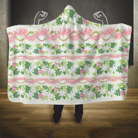 Monstera Tiare Plumeria Lei Pattern Hooded Blanket Green Version