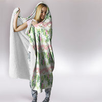 Monstera Tiare Plumeria Lei Pattern Hooded Blanket Green Version