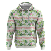 Monstera Tiare Plumeria Lei Pattern Hoodie Green Version