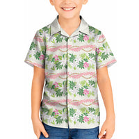 Monstera Tiare Plumeria Lei Pattern Kid Hawaiian Shirt Green Version LT01 Kid Green - Polynesian Pride