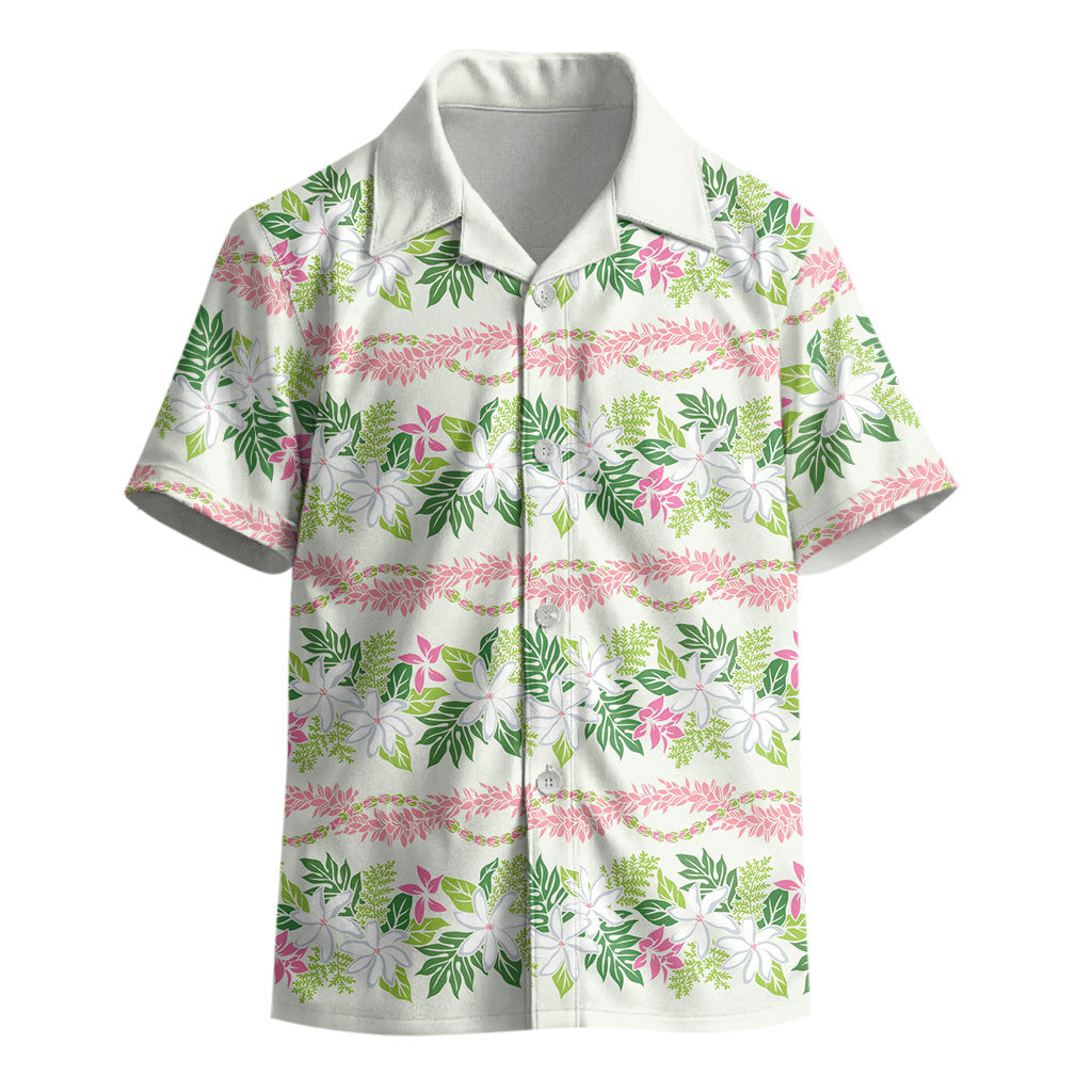 Monstera Tiare Plumeria Lei Pattern Kid Hawaiian Shirt Green Version LT01 - Polynesian Pride