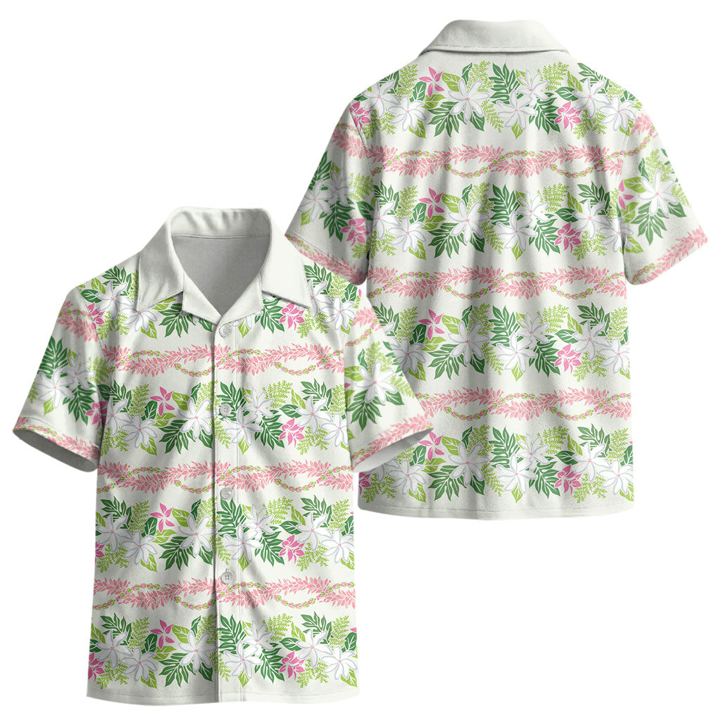 Monstera Tiare Plumeria Lei Pattern Kid Hawaiian Shirt Green Version LT01 - Polynesian Pride