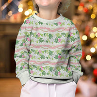 Monstera Tiare Plumeria Lei Pattern Kid Ugly Christmas Sweater Green Version LT01 - Polynesian Pride