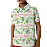 Monstera Tiare Plumeria Lei Pattern Kid Polo Shirt Green Version LT01 Kid Green - Polynesian Pride
