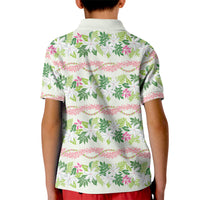 Monstera Tiare Plumeria Lei Pattern Kid Polo Shirt Green Version LT01 - Polynesian Pride
