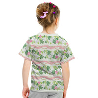 Monstera Tiare Plumeria Lei Pattern Kid T Shirt Green Version LT01 - Polynesian Pride