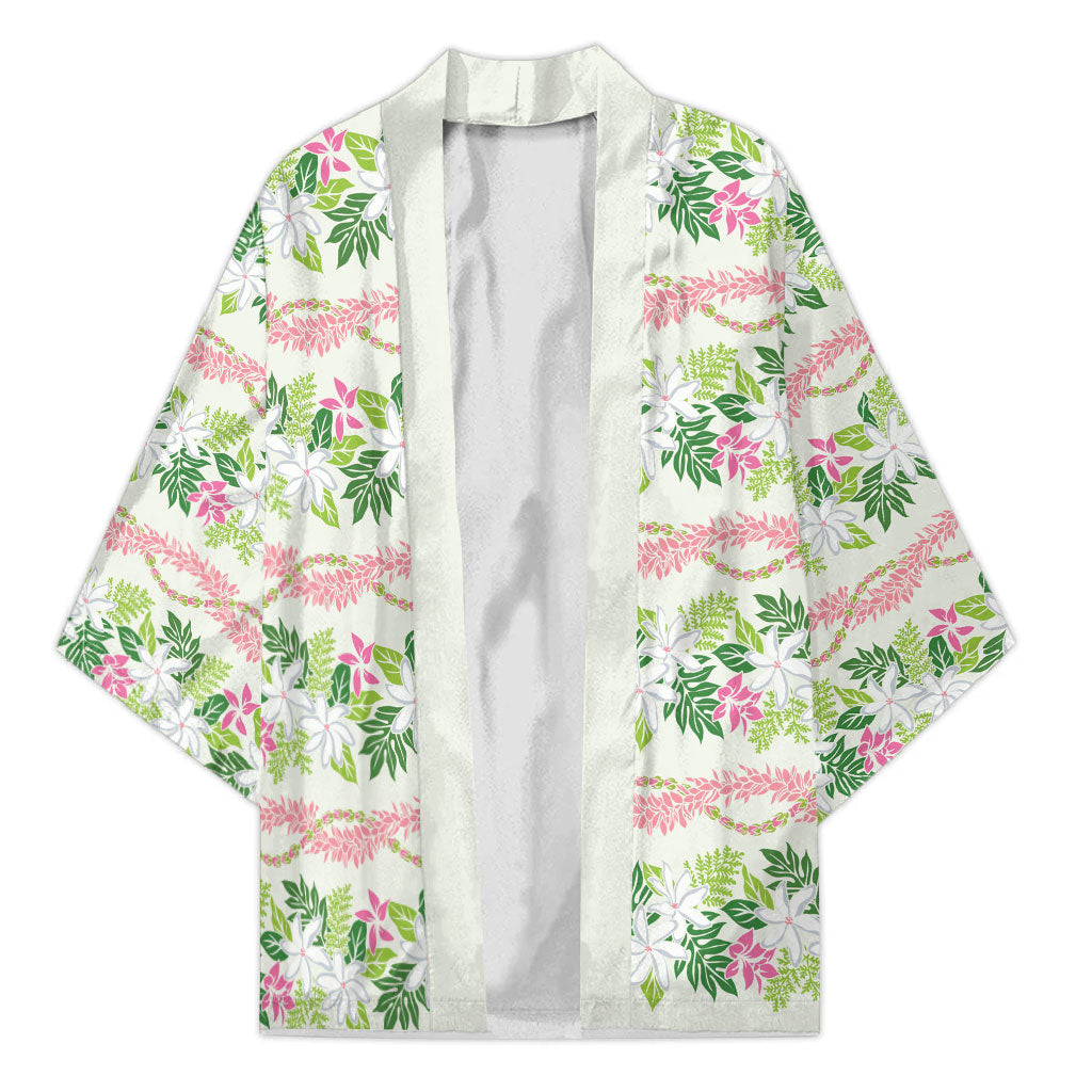 Monstera Tiare Plumeria Lei Pattern Kimono Green Version LT01 Unisex Green - Polynesian Pride