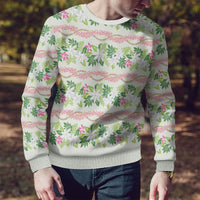 Monstera Tiare Plumeria Lei Pattern Ugly Christmas Sweater Green Version LT01 - Polynesian Pride
