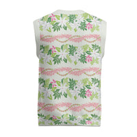 Monstera Tiare Plumeria Lei Pattern Christmas Knitted V-Neck Vest Green Version LT01 - Polynesian Pride