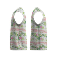Monstera Tiare Plumeria Lei Pattern Christmas Knitted V-Neck Vest Green Version LT01 - Polynesian Pride