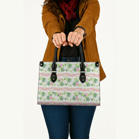 Monstera Tiare Plumeria Lei Pattern Leather Bag Green Version LT01 - Polynesian Pride