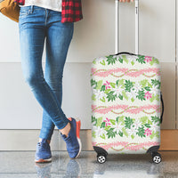 Monstera Tiare Plumeria Lei Pattern Luggage Cover Green Version LT01 - Polynesian Pride