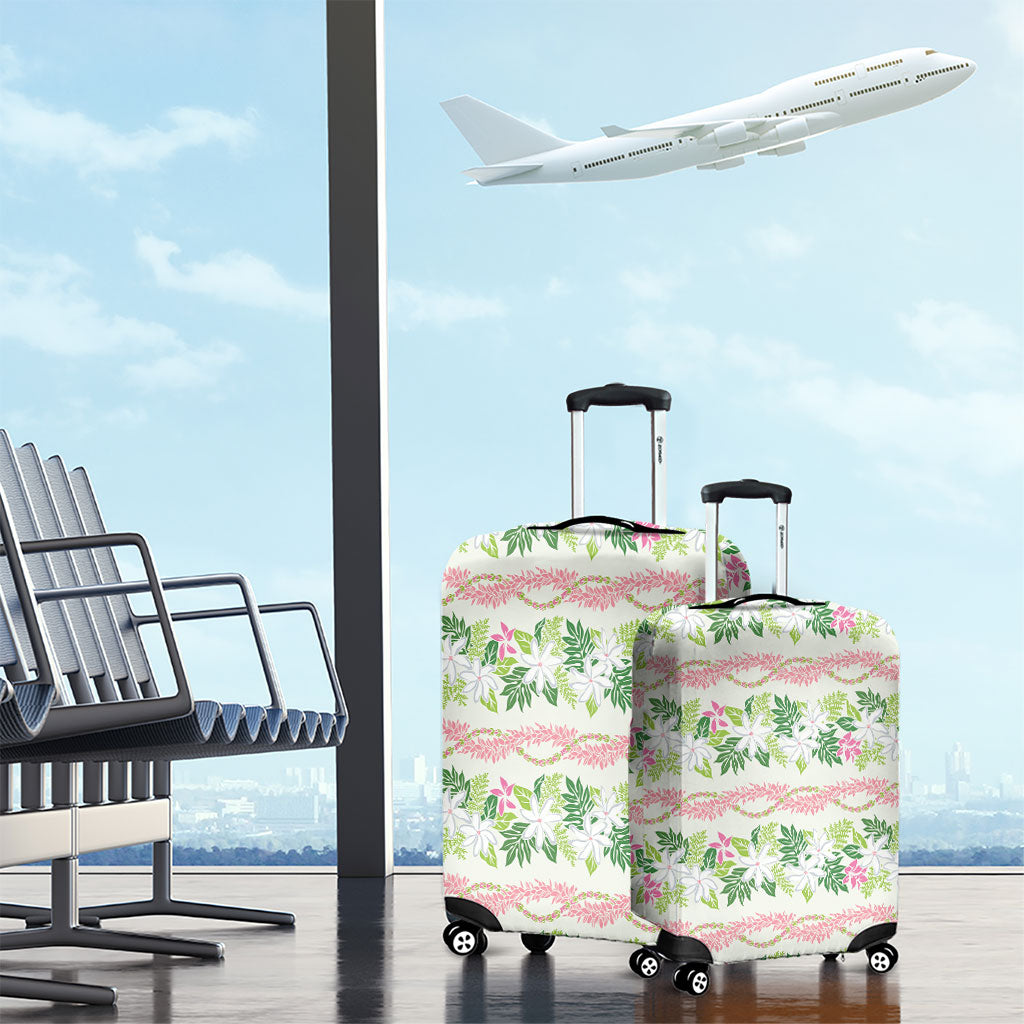 Monstera Tiare Plumeria Lei Pattern Luggage Cover Green Version LT01 - Polynesian Pride