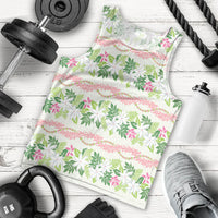 Monstera Tiare Plumeria Lei Pattern Men Tank Top Green Version