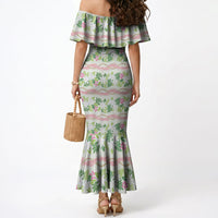 Monstera Tiare Plumeria Lei Pattern Mermaid Dress Green Version LT01 - Polynesian Pride