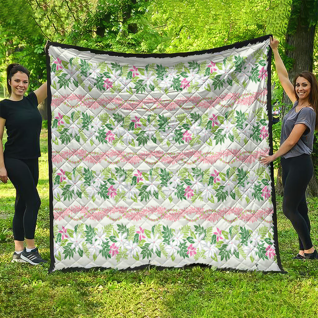 Monstera Tiare Plumeria Lei Pattern Quilt Green Version LT01 - Polynesian Pride