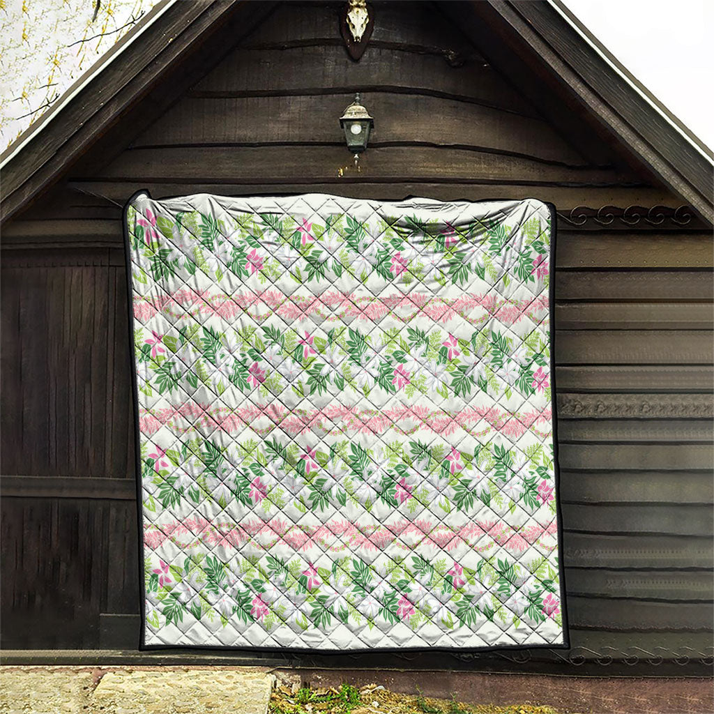 Monstera Tiare Plumeria Lei Pattern Quilt Green Version LT01 - Polynesian Pride