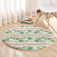 Monstera Tiare Plumeria Lei Pattern Round Carpet Green Version LT01 - Polynesian Pride