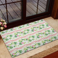 Monstera Tiare Plumeria Lei Pattern Rubber Doormat Green Version LT01 - Polynesian Pride