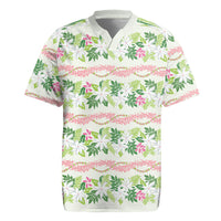 Monstera Tiare Plumeria Lei Pattern Rugby Jersey Green Version