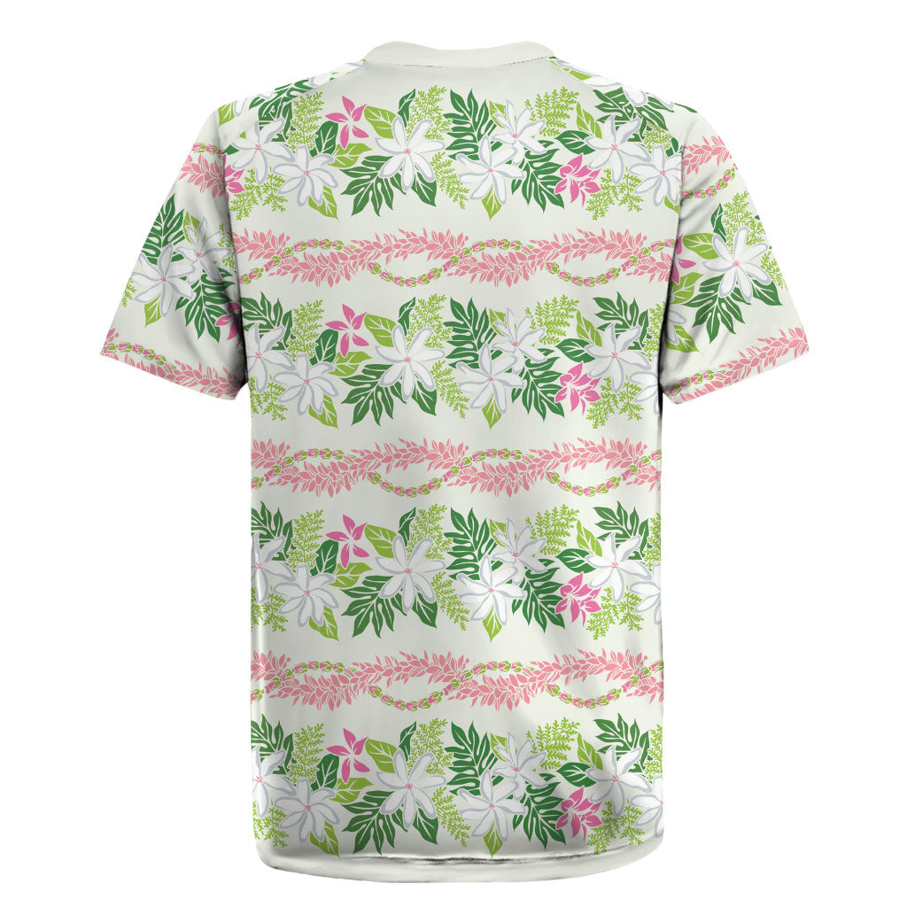 Monstera Tiare Plumeria Lei Pattern Rugby Jersey Green Version