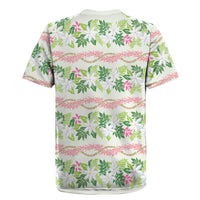 Monstera Tiare Plumeria Lei Pattern Rugby Jersey Green Version