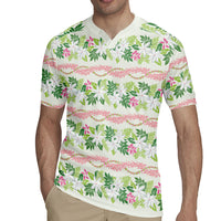 Monstera Tiare Plumeria Lei Pattern Rugby Jersey Green Version