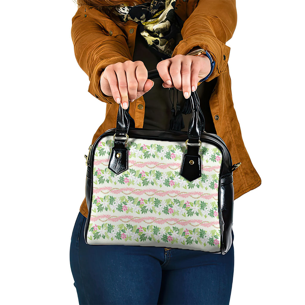 Monstera Tiare Plumeria Lei Pattern Shoulder Handbag Green Version LT01 One Size Green - Polynesian Pride