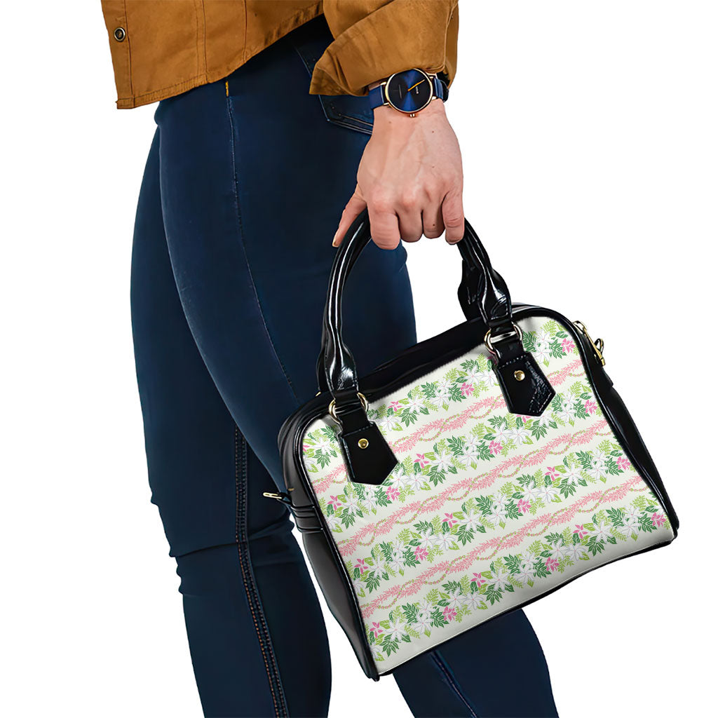 Monstera Tiare Plumeria Lei Pattern Shoulder Handbag Green Version LT01 - Polynesian Pride