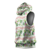 Monstera Tiare Plumeria Lei Pattern Sleeveless Hoodie Green Version LT01 - Polynesian Pride